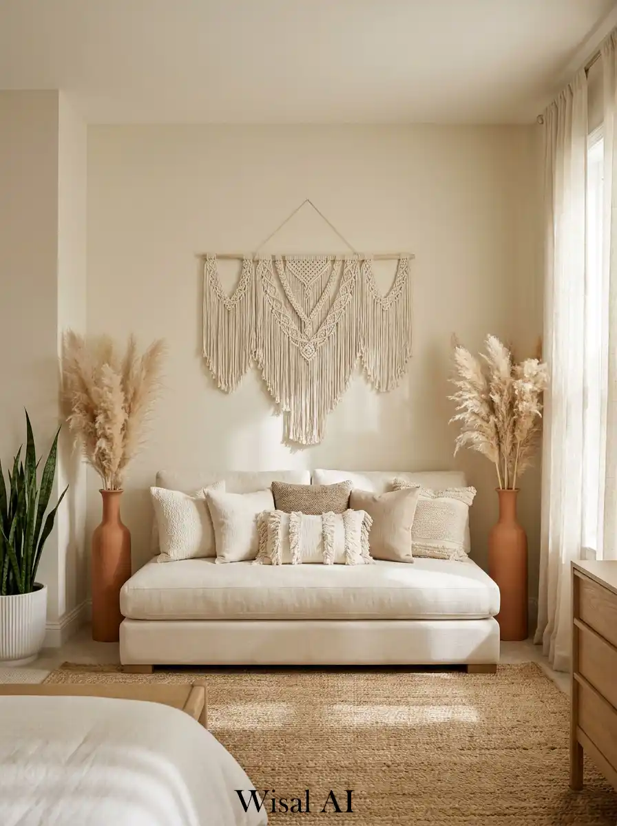 11. The Woven Symmetry Boho Living Room Idea