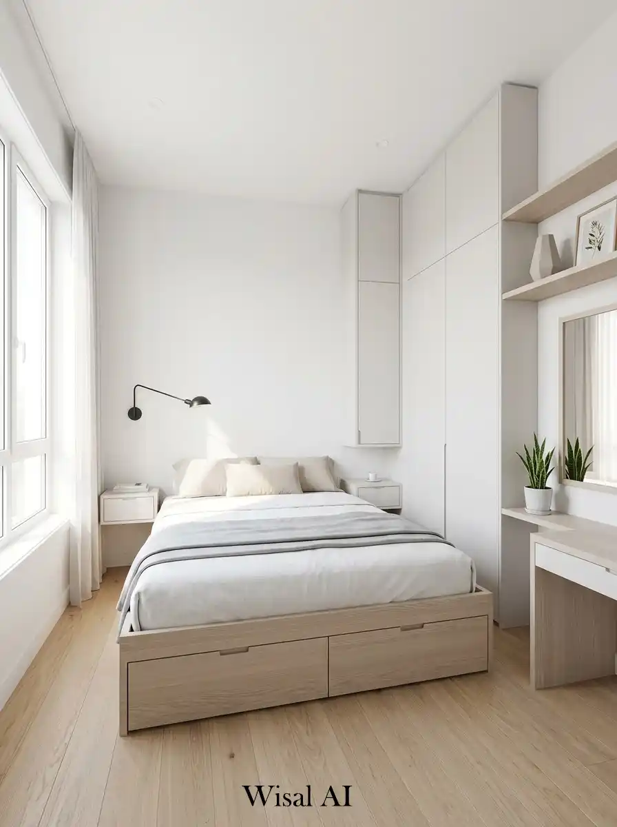 11. Scandinavian Bedroom with Small Space Optimization