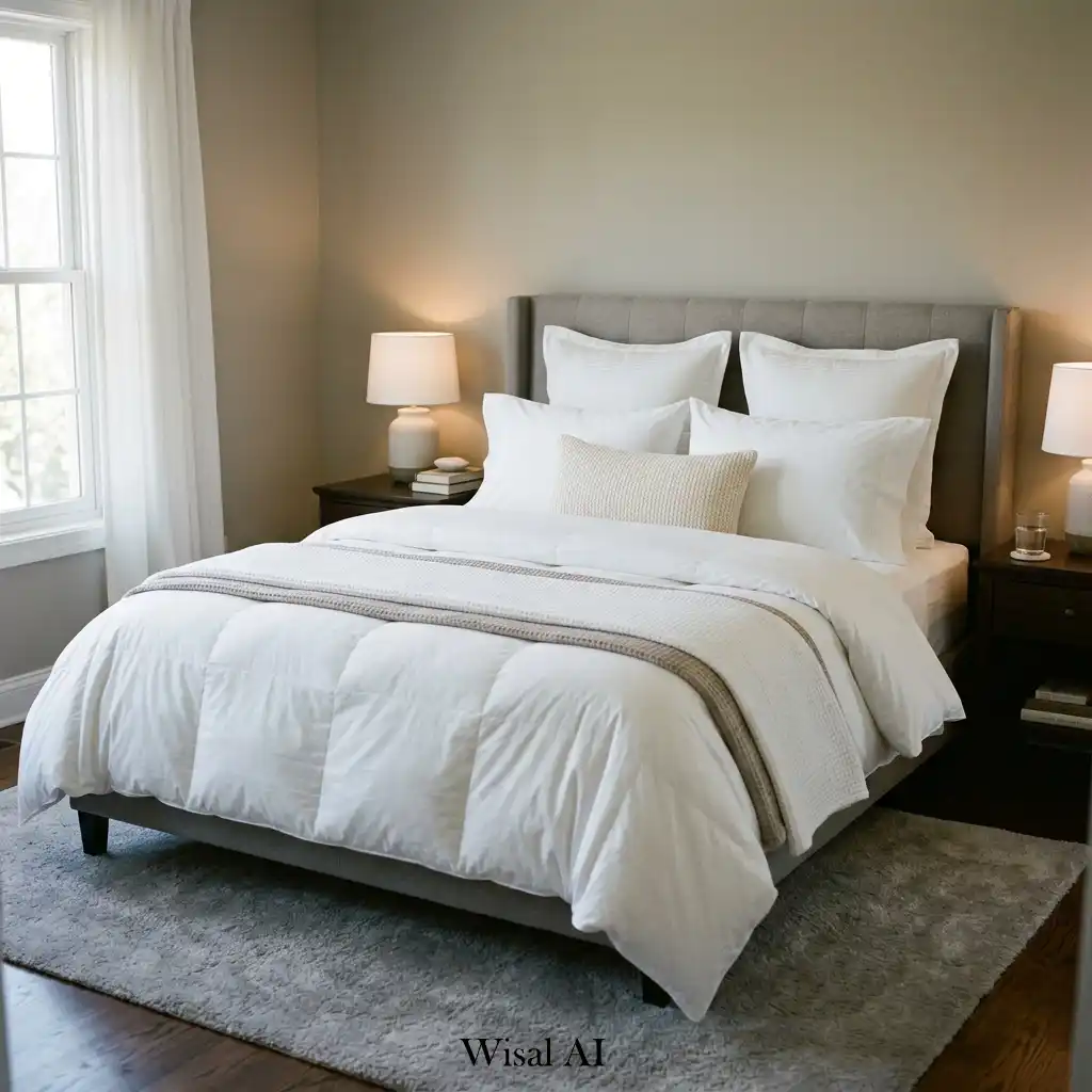 Luxury hotel-quality bedding with premium linens and pillows.