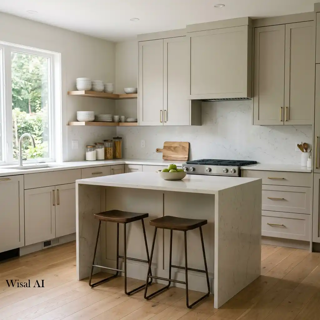 Timeless kitchen with neutral cabinetry and coordinated finishes.
