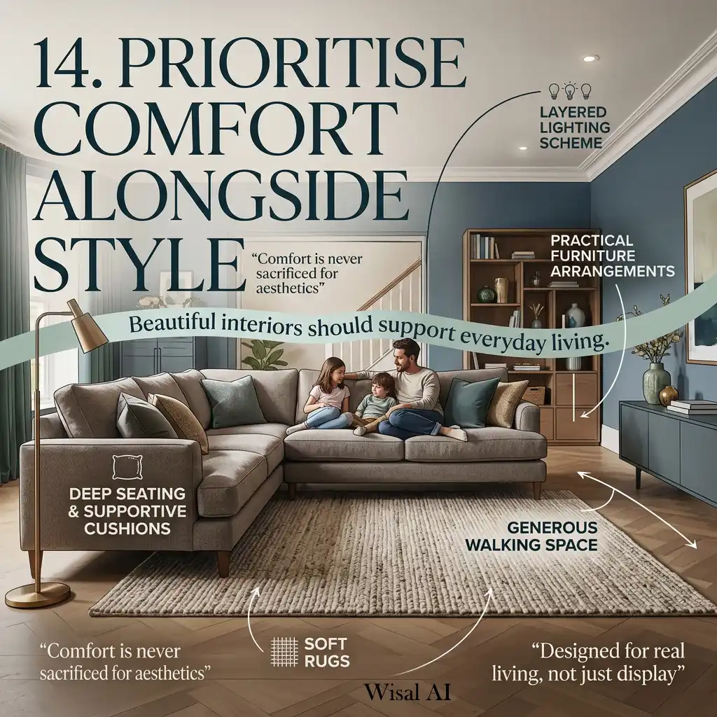 Comfortable seating area with plush sofas, layered textiles, and timeless décor.