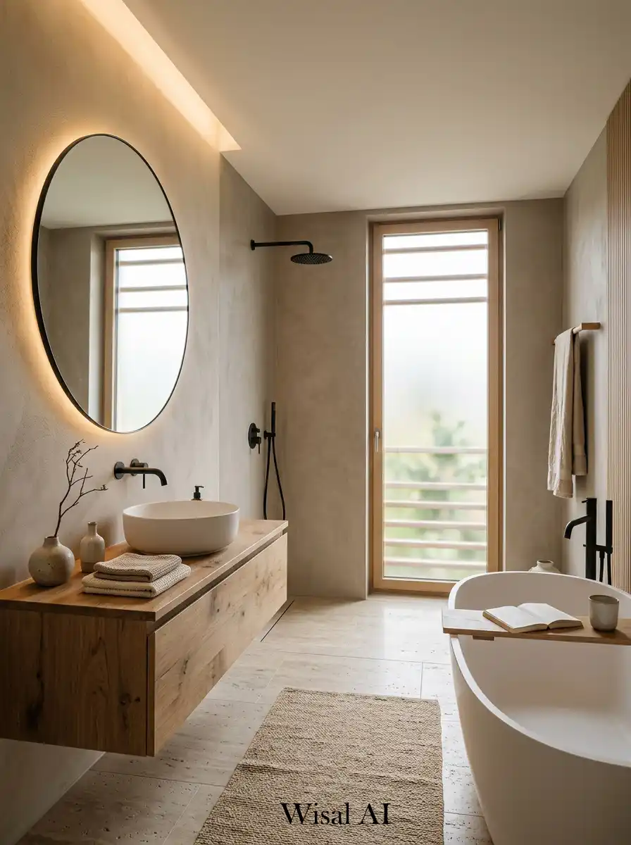 15. Japandi Bathroom with Zen-Inspired Simplicity