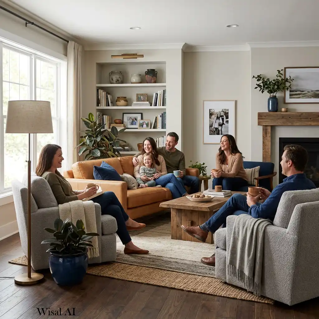 Living room overloaded with trendy décor instead of timeless interior design elements.