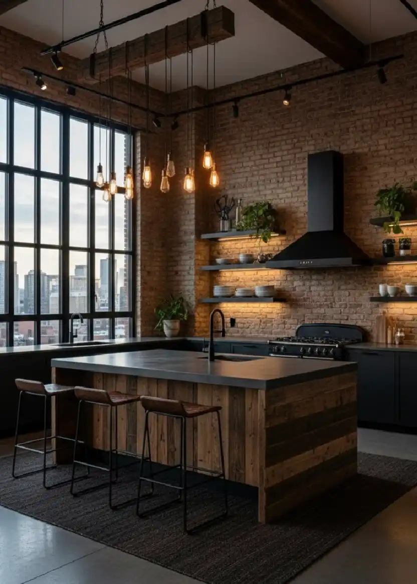 +20 Mastering the Shadows: Dark Industrial Kitchens That Define Modern Luxury Design