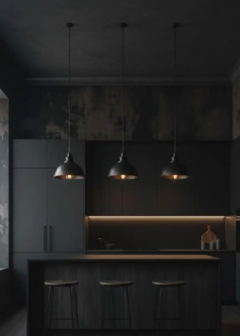 +20 Mastering the Shadows: Dark Industrial Kitchens That Define Modern Luxury Design