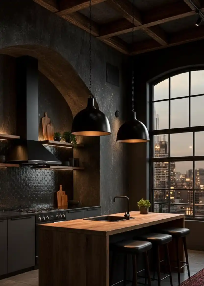 +20 Mastering the Shadows: Dark Industrial Kitchens That Define Modern Luxury Design