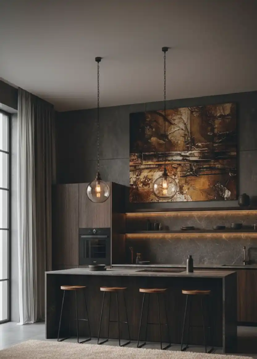 +20 Mastering the Shadows: Dark Industrial Kitchens That Define Modern Luxury Design