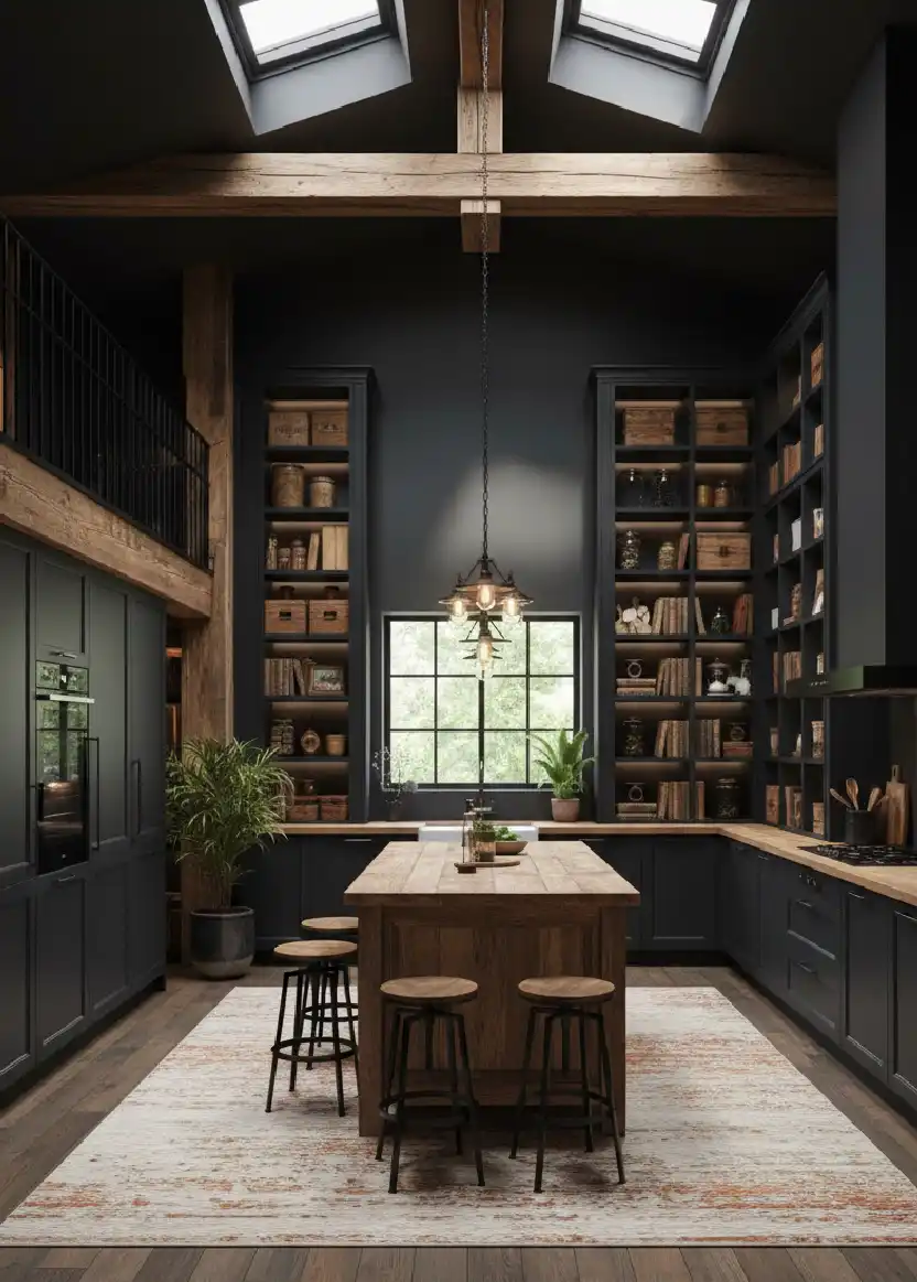+20 Mastering the Shadows: Dark Industrial Kitchens That Define Modern Luxury Design