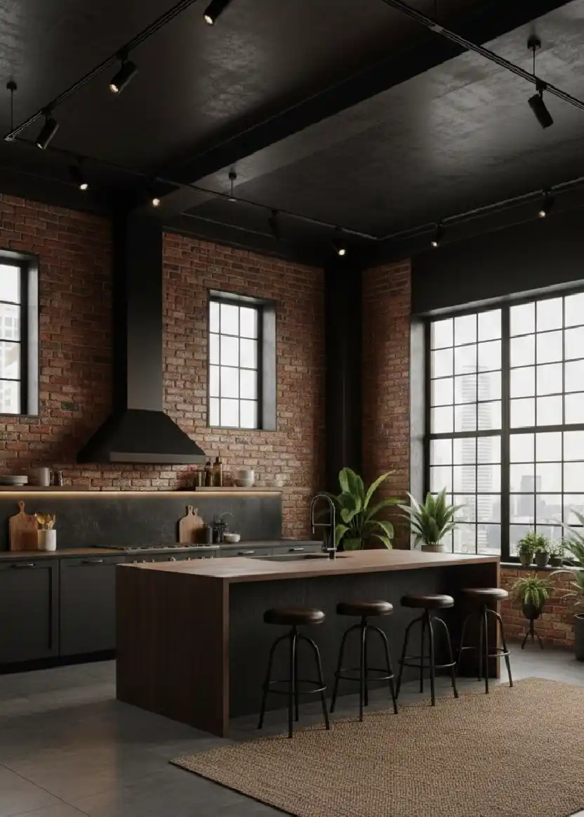 +20 Mastering the Shadows: Dark Industrial Kitchens That Define Modern Luxury Design