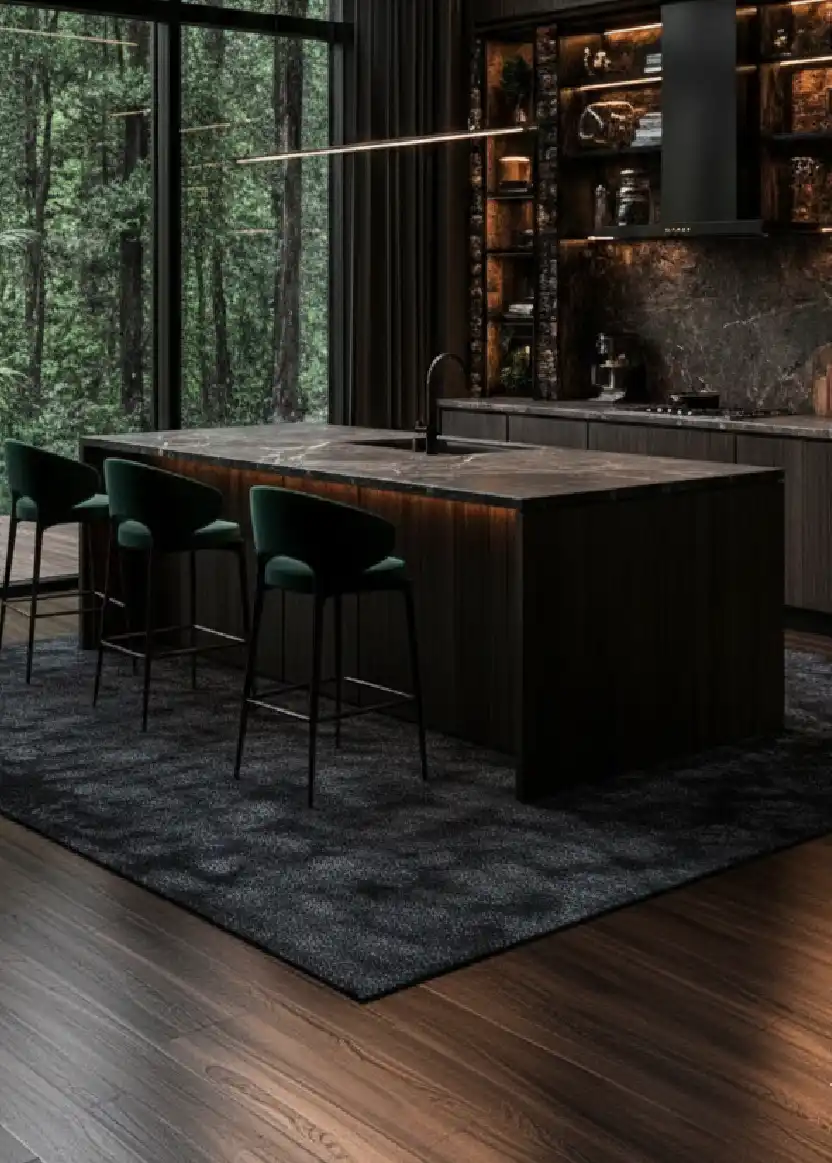 +20 Mastering the Shadows: Dark Industrial Kitchens That Define Modern Luxury Design