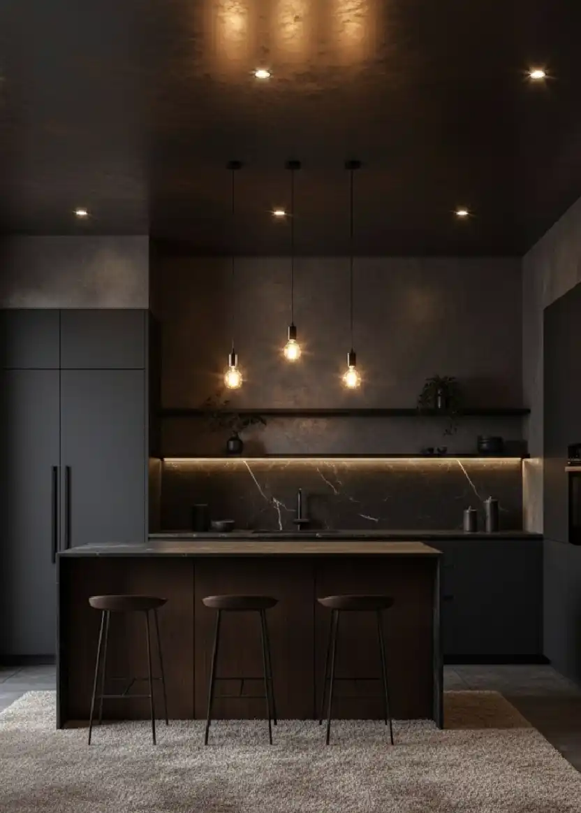 +20 Mastering the Shadows: Dark Industrial Kitchens That Define Modern Luxury Design