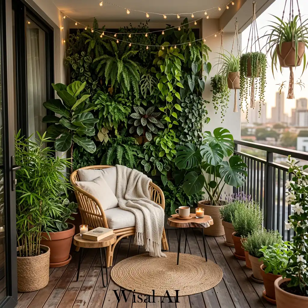 Full green balcony retreat with lush natural atmosphere