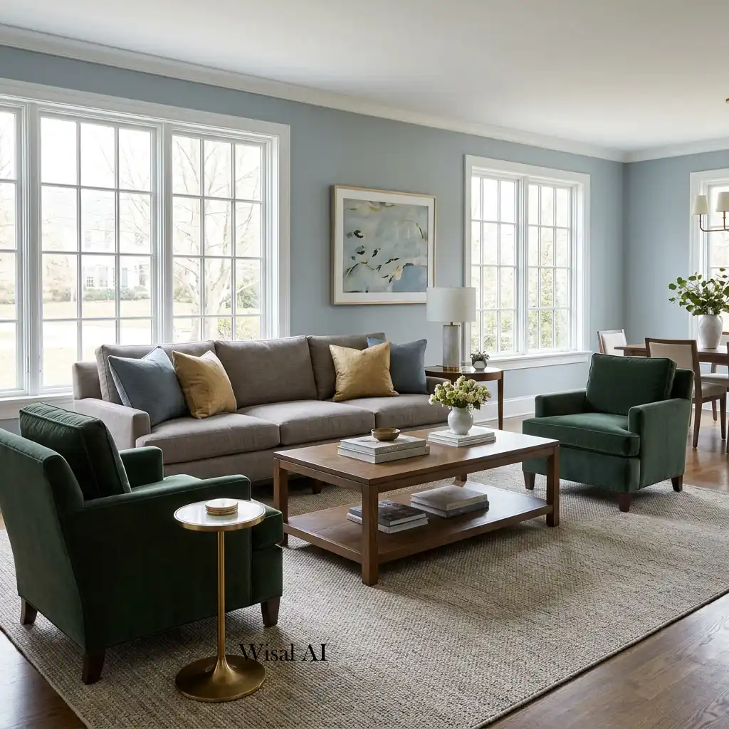 Luxury living room featuring perfectly scaled furniture and a balanced layout.