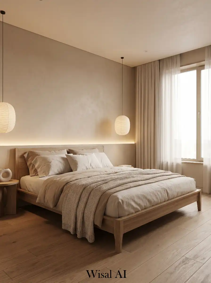 Japandi Bedroom with Soft Neutral Layered Textures