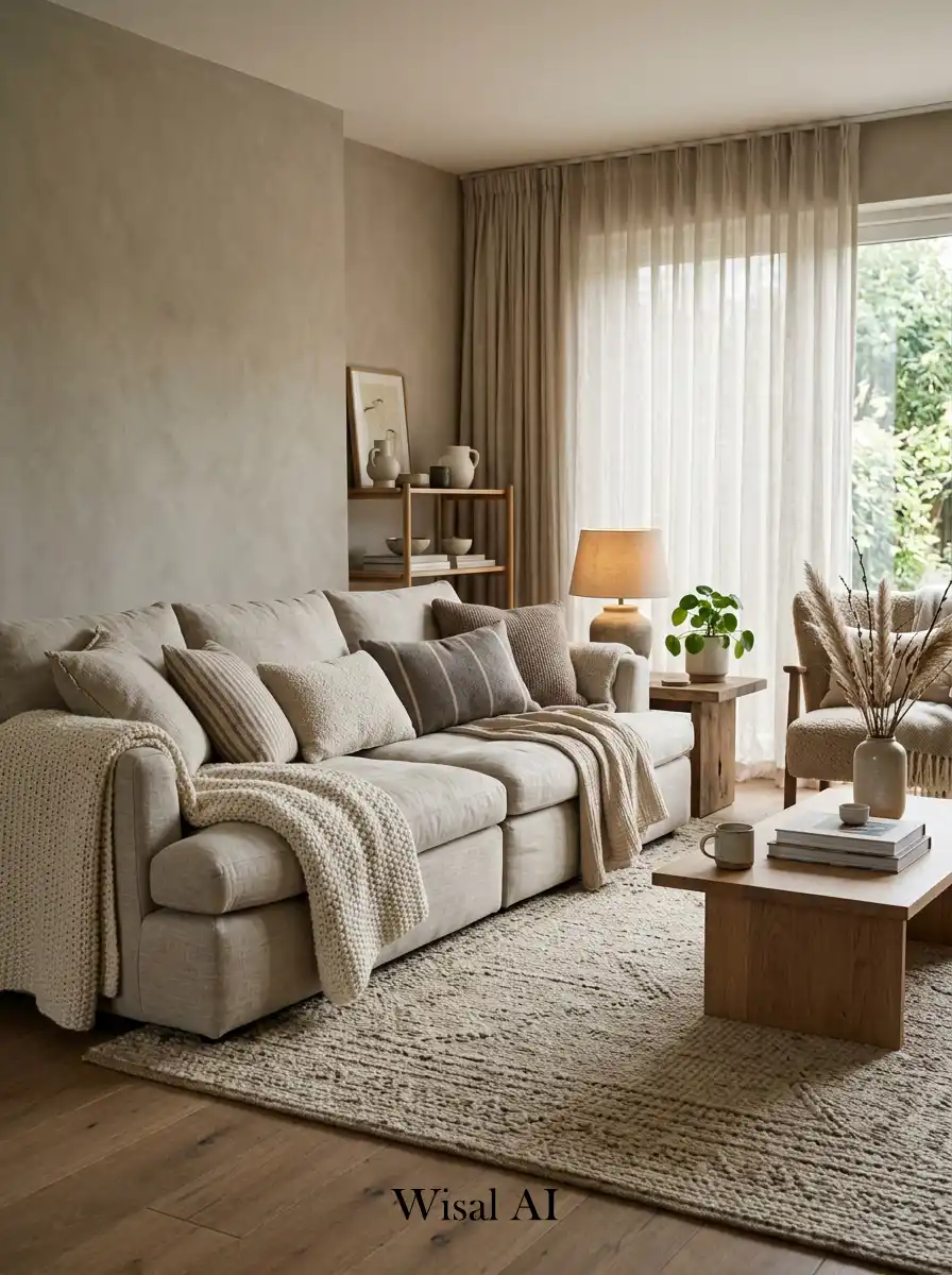 2. Organic Soft Texture Living Room Idea