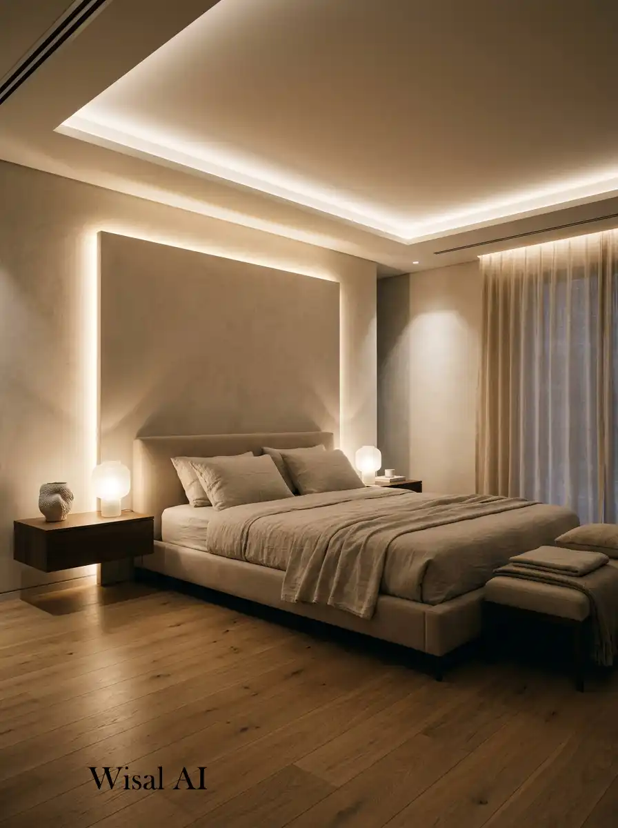 27.Soft Architectural Lighting Bedroom Idea