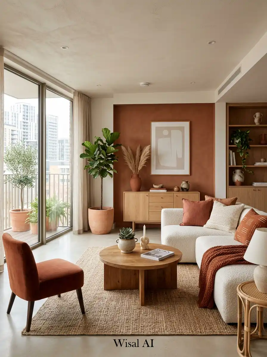20. Modern Earthy Terracotta Living Room Concept