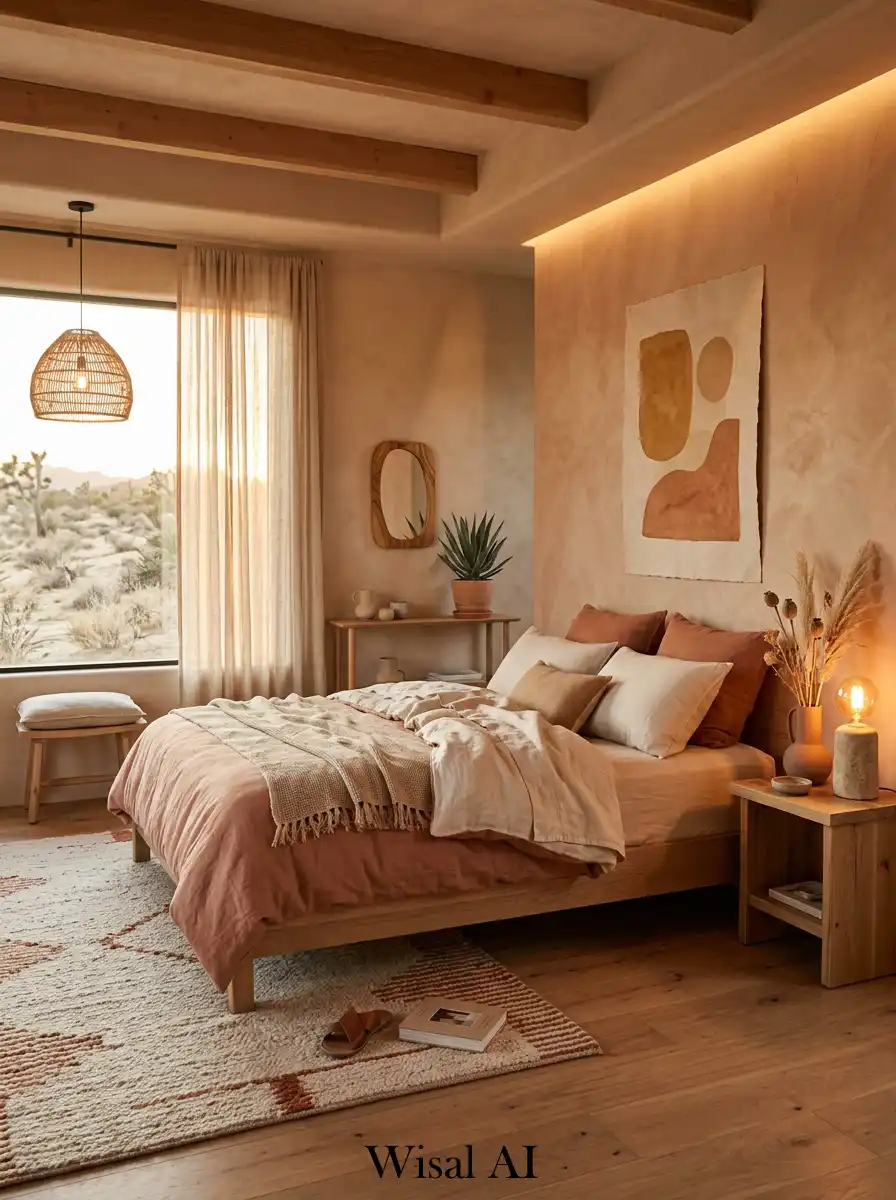 21. Terracotta Bedroom Idea with Soft Desert Minimalism
