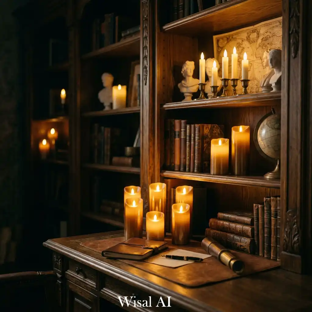 Warm bedroom with personal collections, books, and vintage treasures