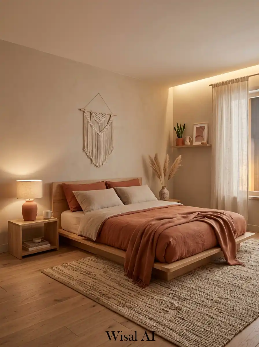 23. Terracotta Bedroom Idea with Boho Zen Harmony