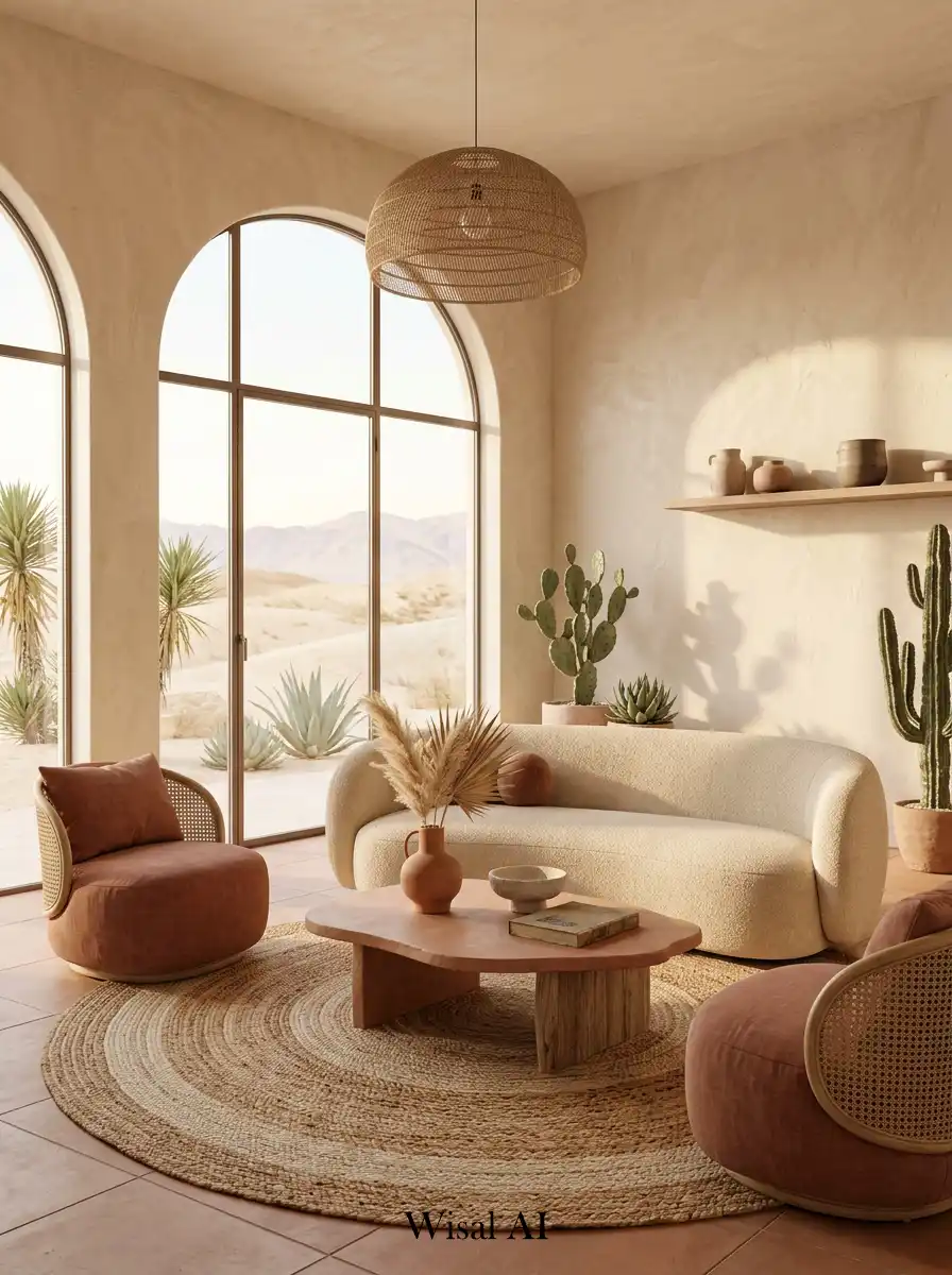 3. Desert Inspired Terracotta Living Room Concept
