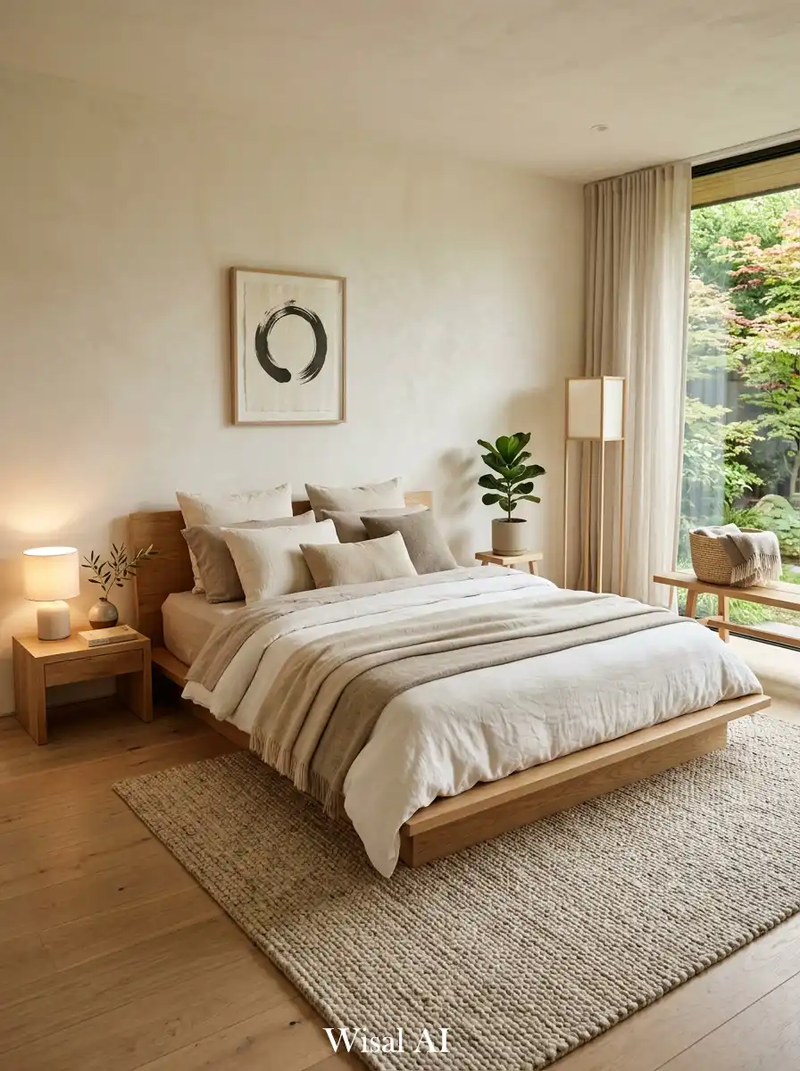 3. Japandi Warm Minimal Bedroom