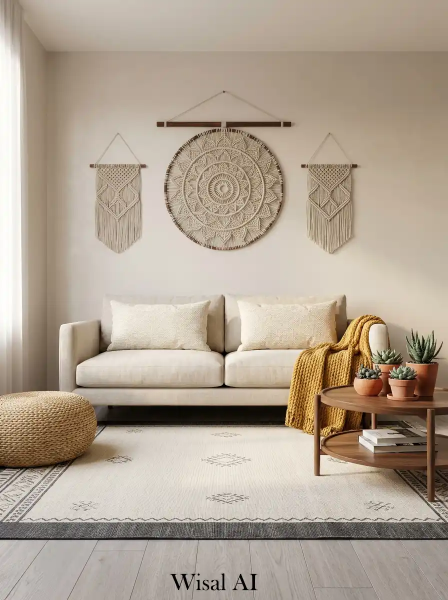 13. The Arched Sanctuary Boho Living Room Idea