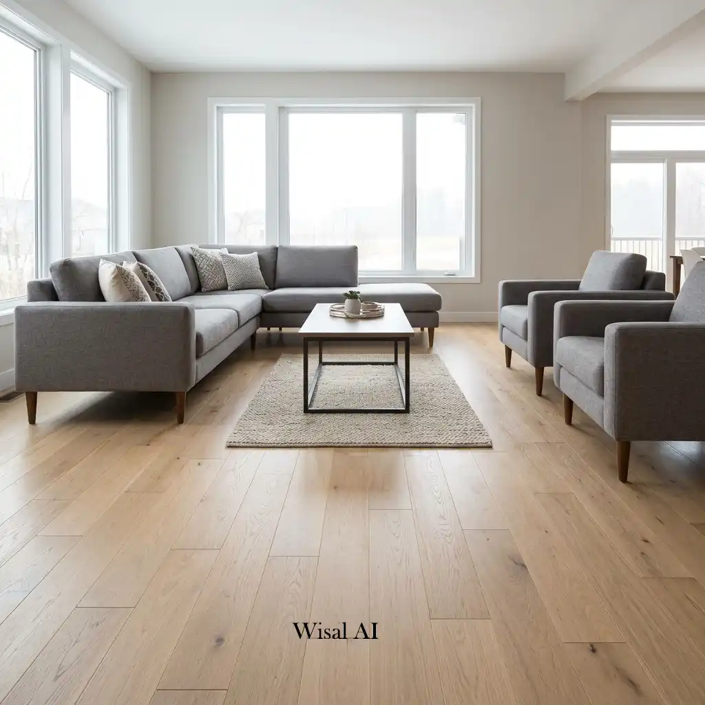 Spacious living room featuring a large area rug that unifies the entire seating arrangement.