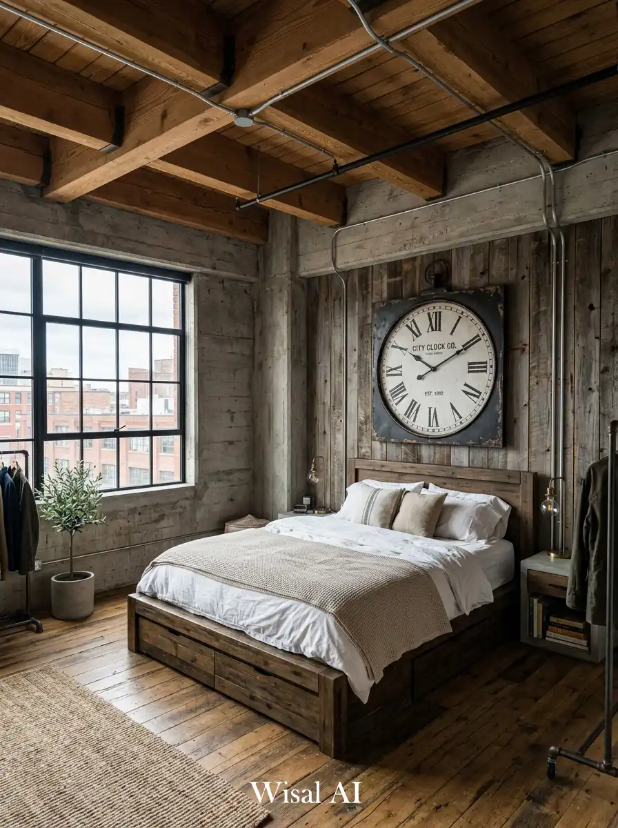 34. The Raw Timbers Industrial Bedroom: Exposed Structure
