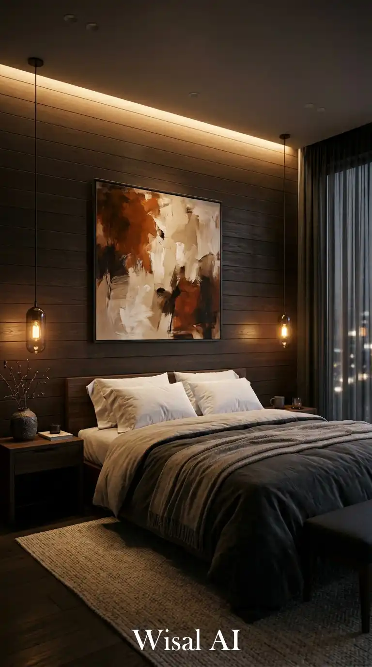 Moody Calm in a Quiet Modern Bedroom