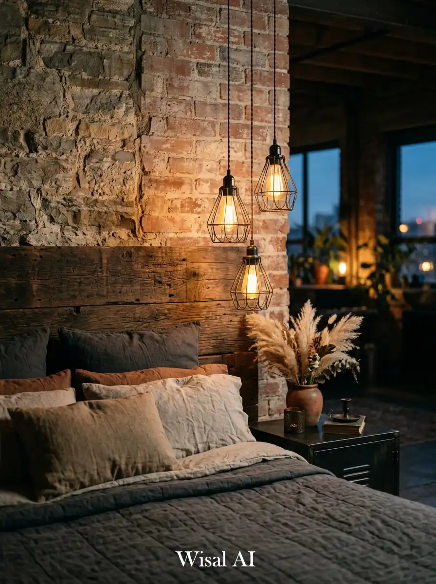 35. The Soft-Industrial Bedroom: Amber Glow