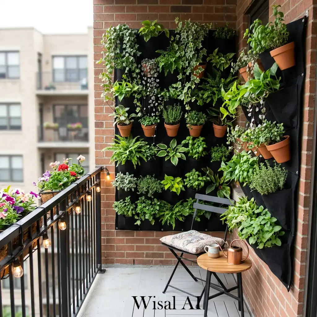 Small balcony featuring a vertical garden wall design