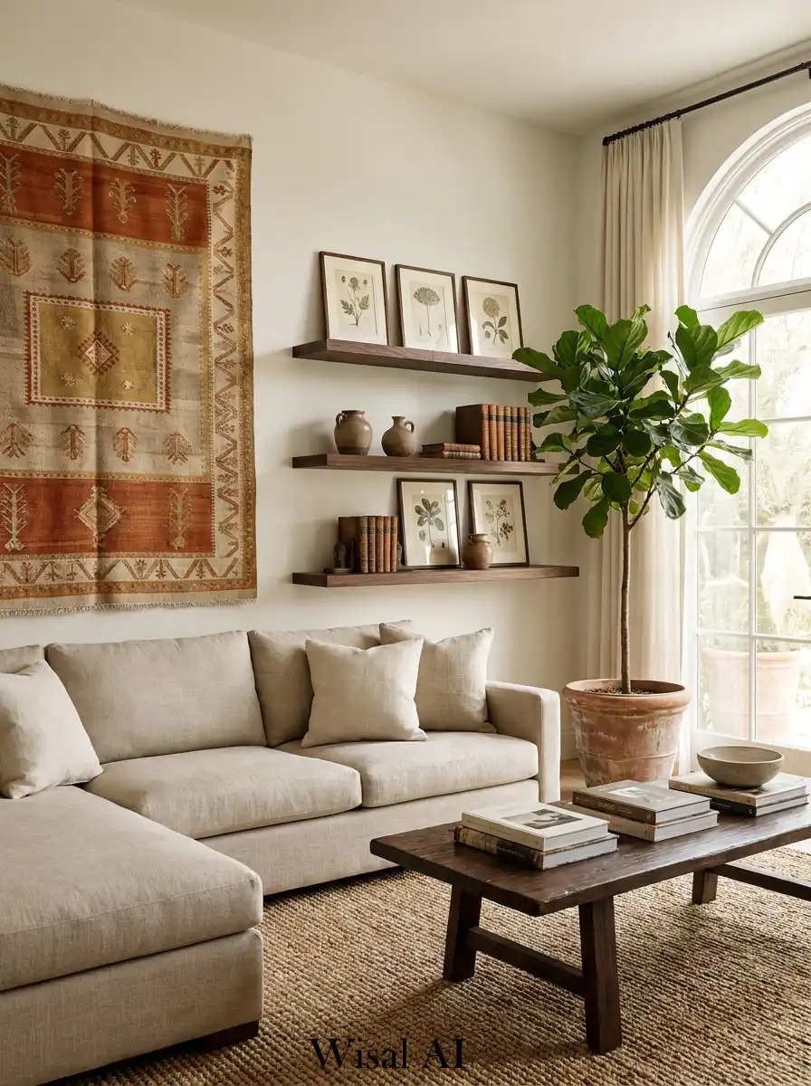 16. Twilight Magic: An Illuminated Boho Living Room Idea