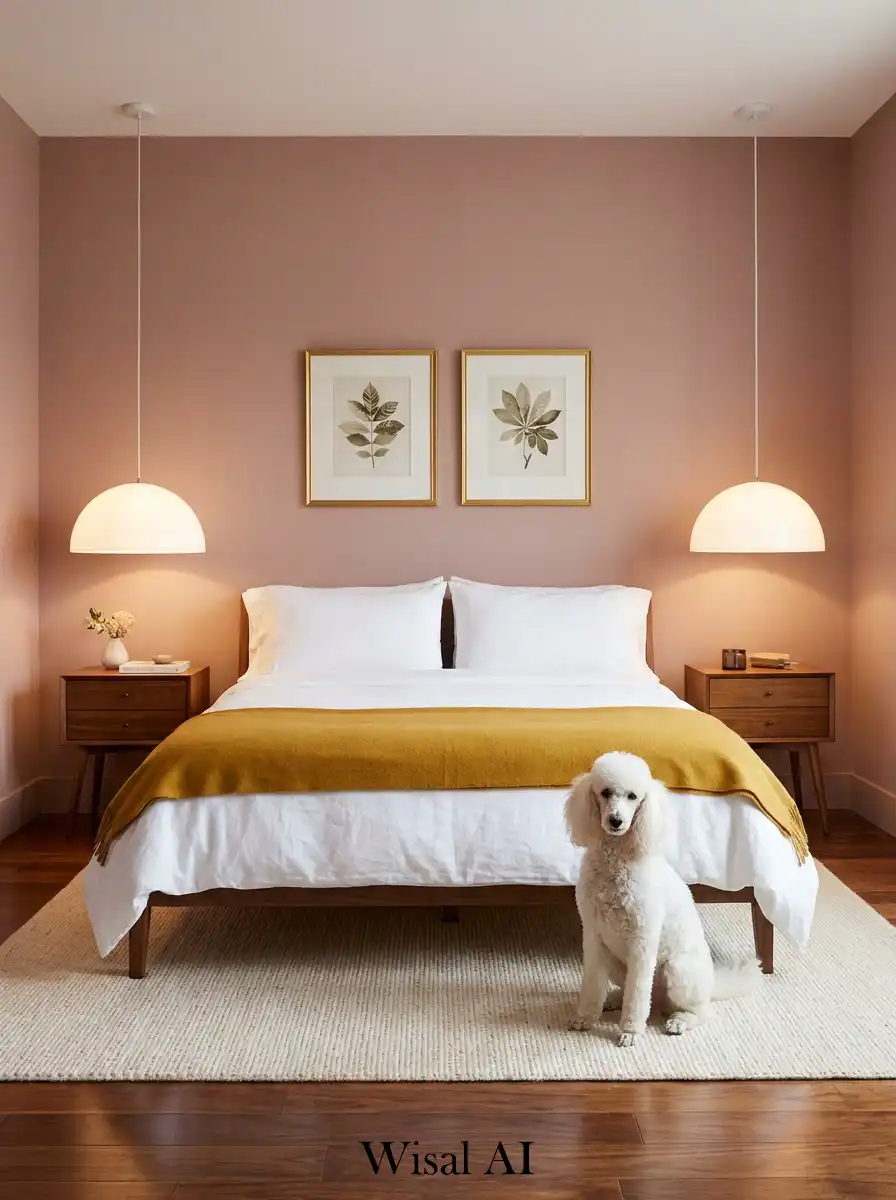 17. Art Deco Influence: Bold Dusty Pink Bedroom Idea