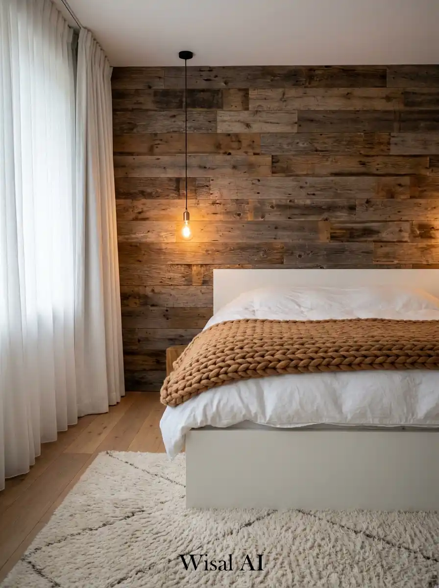 17. Rustic Refinement: A Reclaimed Wood Hotel Bedroom Idea