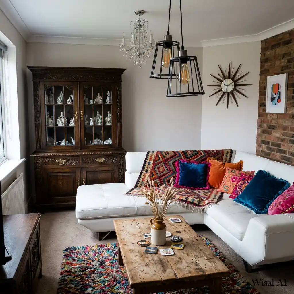 Living room featuring mismatched furniture styles creating an inconsistent interior design.