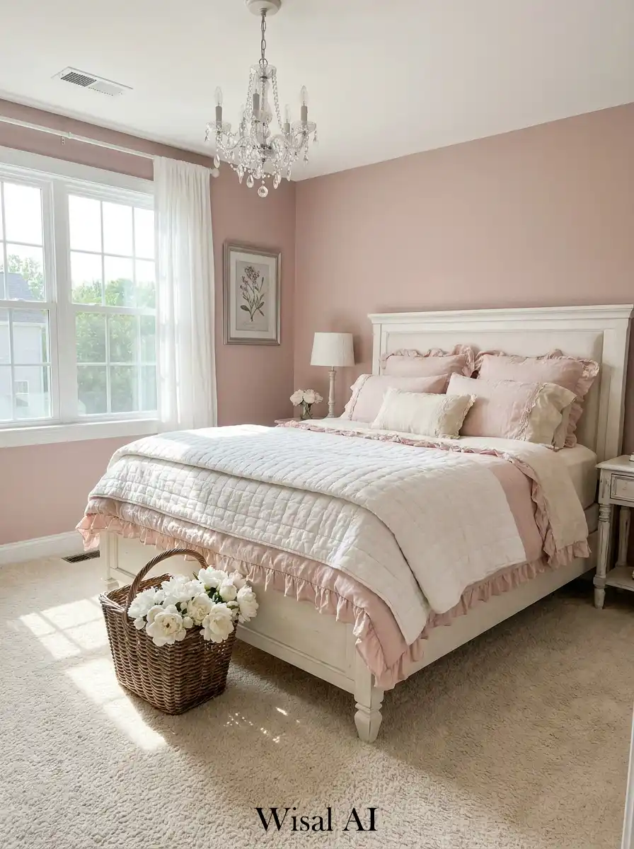 8. Soft French Country: Dusty Pink Bedroom Idea
