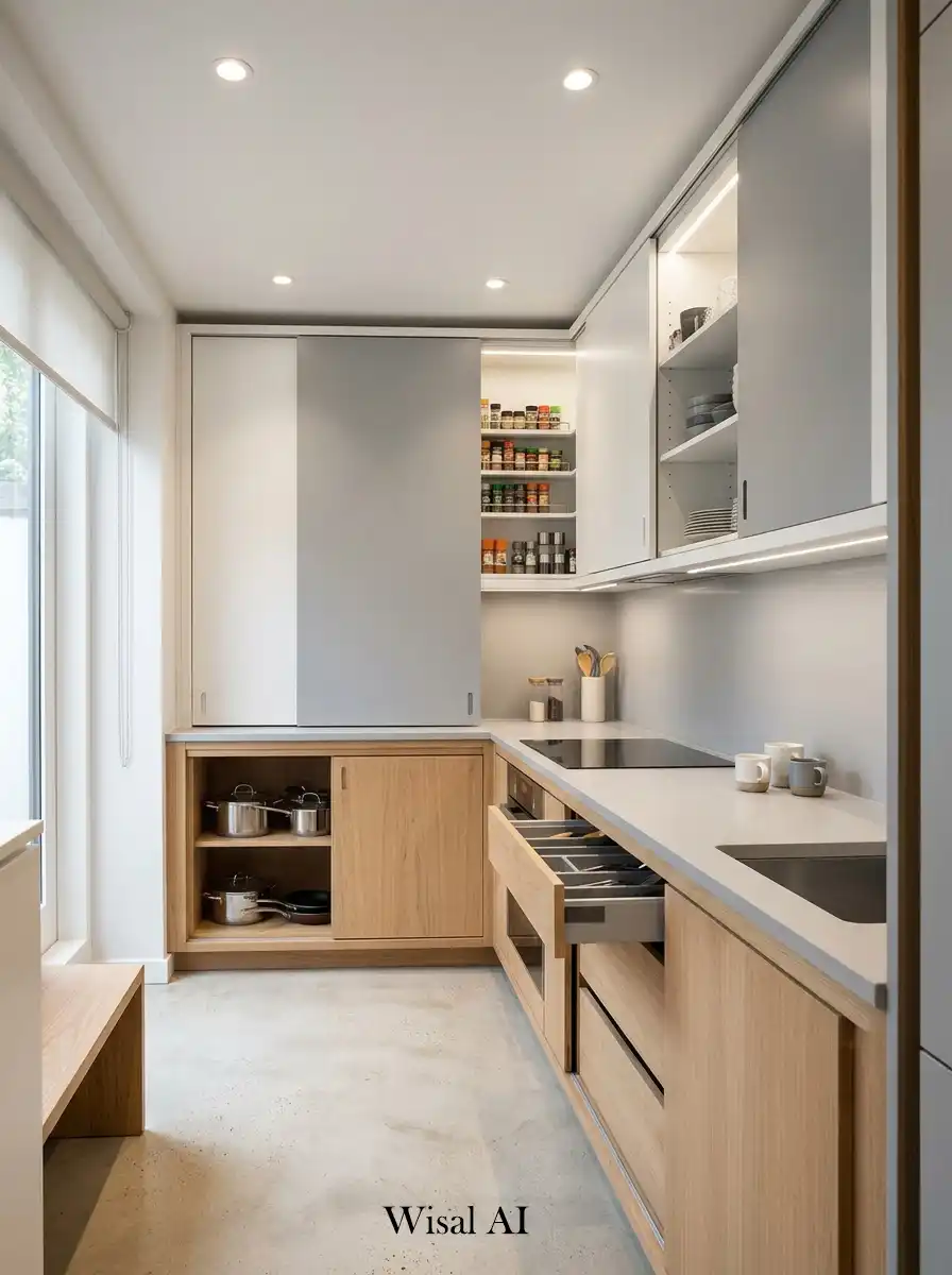 9. Sliding Cabinet Kitchen Idea