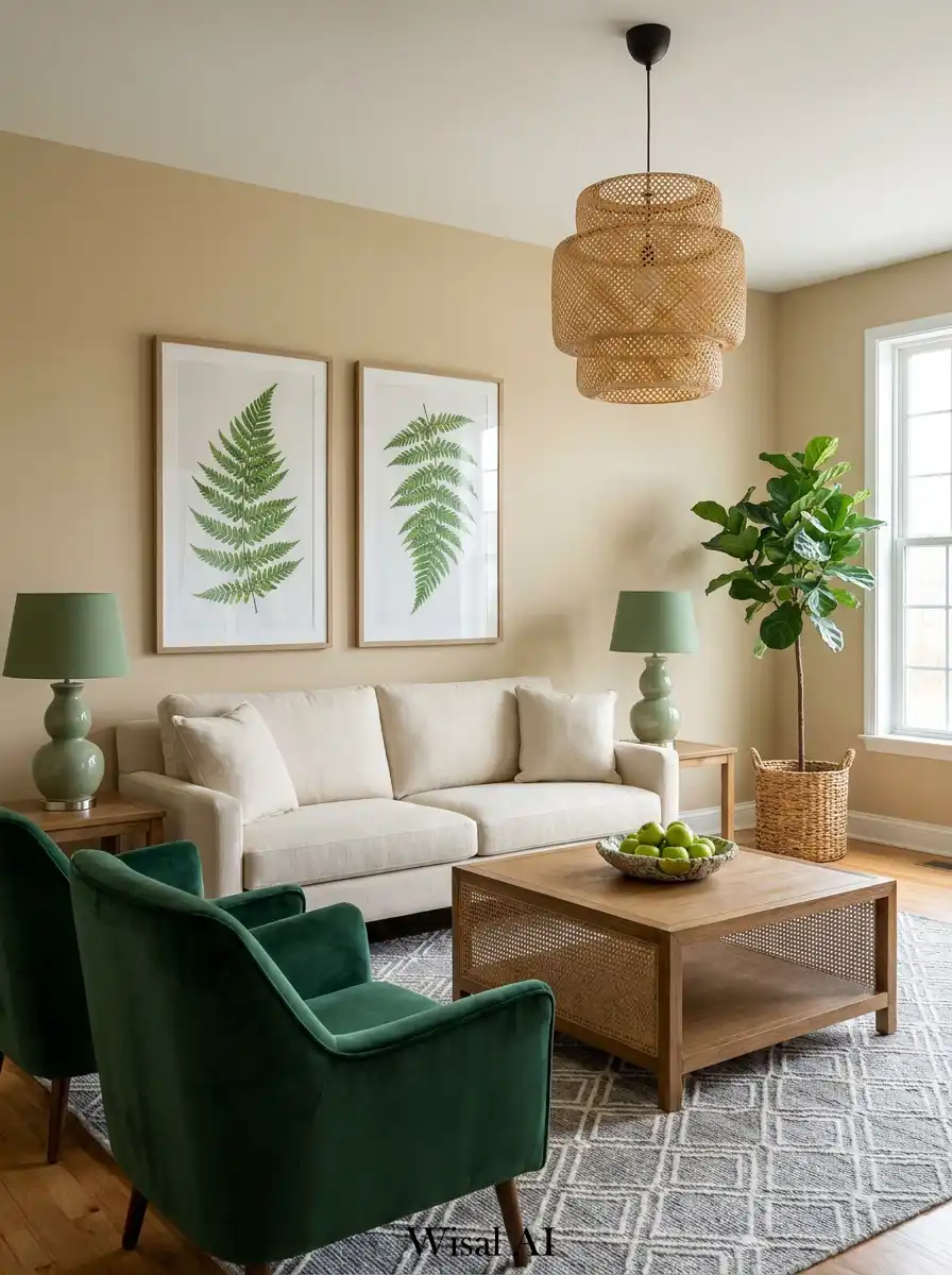 9. The Tropical Transitional: Sage Green Living Decor