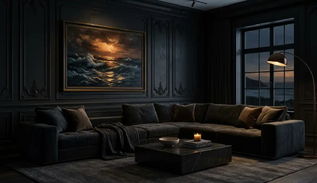 +20 Breathtaking Ideas to Master the Dark Living Room Style: A Definitive Guide to Moody Elegance, Cinematic Textures, and High-End Noir Interior