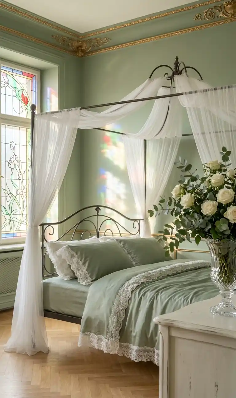 The Rustic Walnut Retreat bedroom - The Romantic Sage Garden bedroom
