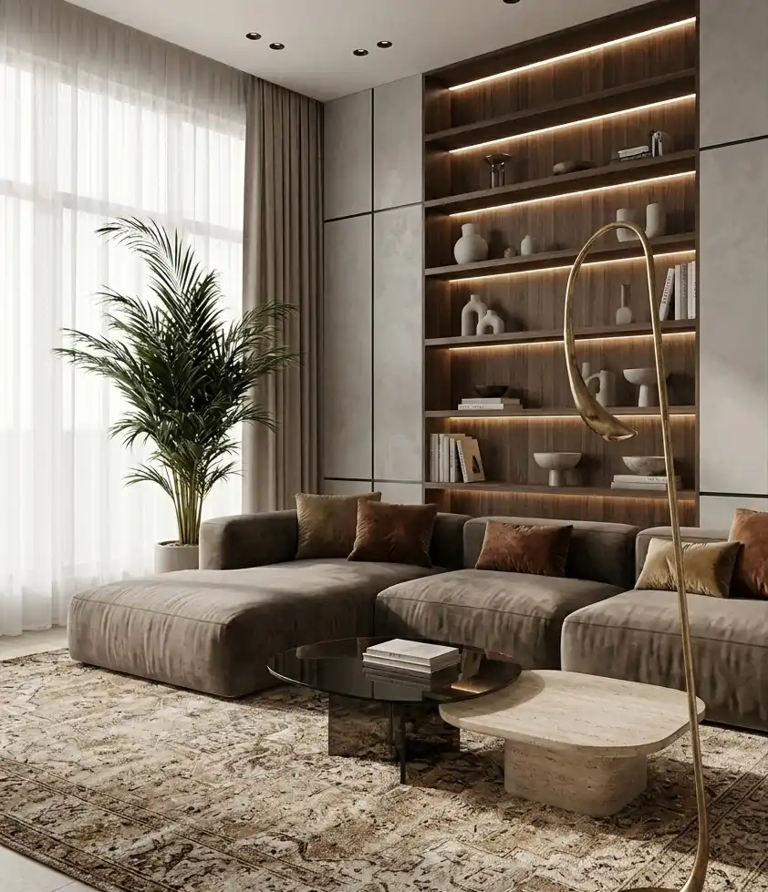 Modern Living Room Idea: The Japandi Sanctuary - Modern Living Room Idea: The Industrial Softness