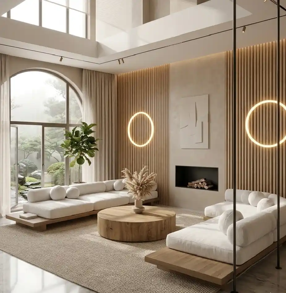 Modern Living Room Idea: The Monochromatic Stone and Silk Lounge - Modern Living Room Idea: The Sun-Drenched Minimalist Loft
