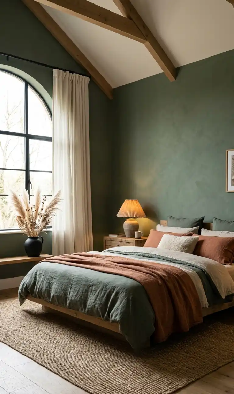The Rustic Walnut Retreat bedroom - The Modern Rustic Sage Retreat bedroom