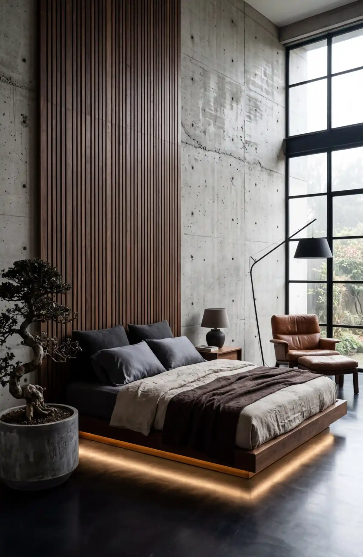 25 Best Japandi Bedroom Ideas to Transform Your Space into a Serene Sanctuary - A cinematic, wide-angle interior photograph of a master Japandi