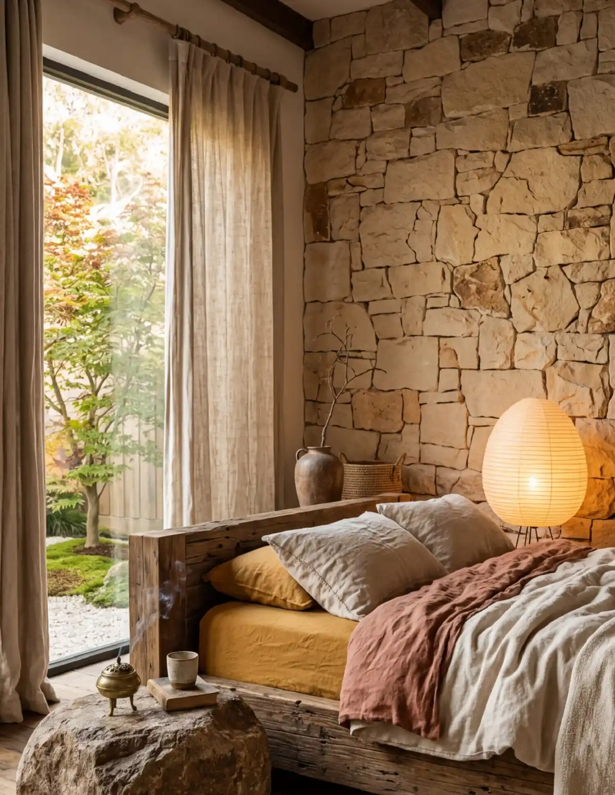 25 Best Japandi Bedroom Ideas to Transform Your Space into a Serene Sanctuary - The Wabi-Sabi Earth and Stone Suite