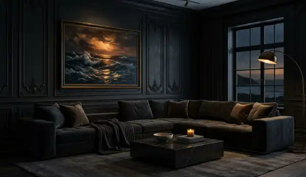25 Dark Living Room Ideas for Moody, High-End Elegance (2026 Guide) - Interior Design Inspiration | Wisal AI : object Object,object Object,object Object,object Object,object Object,object Object,object Object,object Object,object