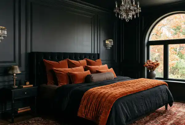 39+ Inspiring Bedroom Ideas: Where Rustic Simplicity Meets Dark Palace Elegance. - Interior Design Inspiration | Wisal AI : object Object