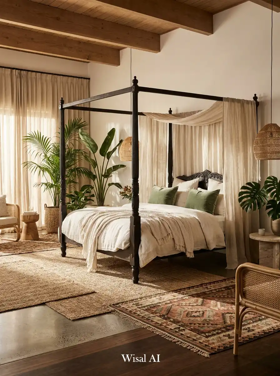 25.Elegant BOHO Bedroom Idea: The Tropical Organic Estate