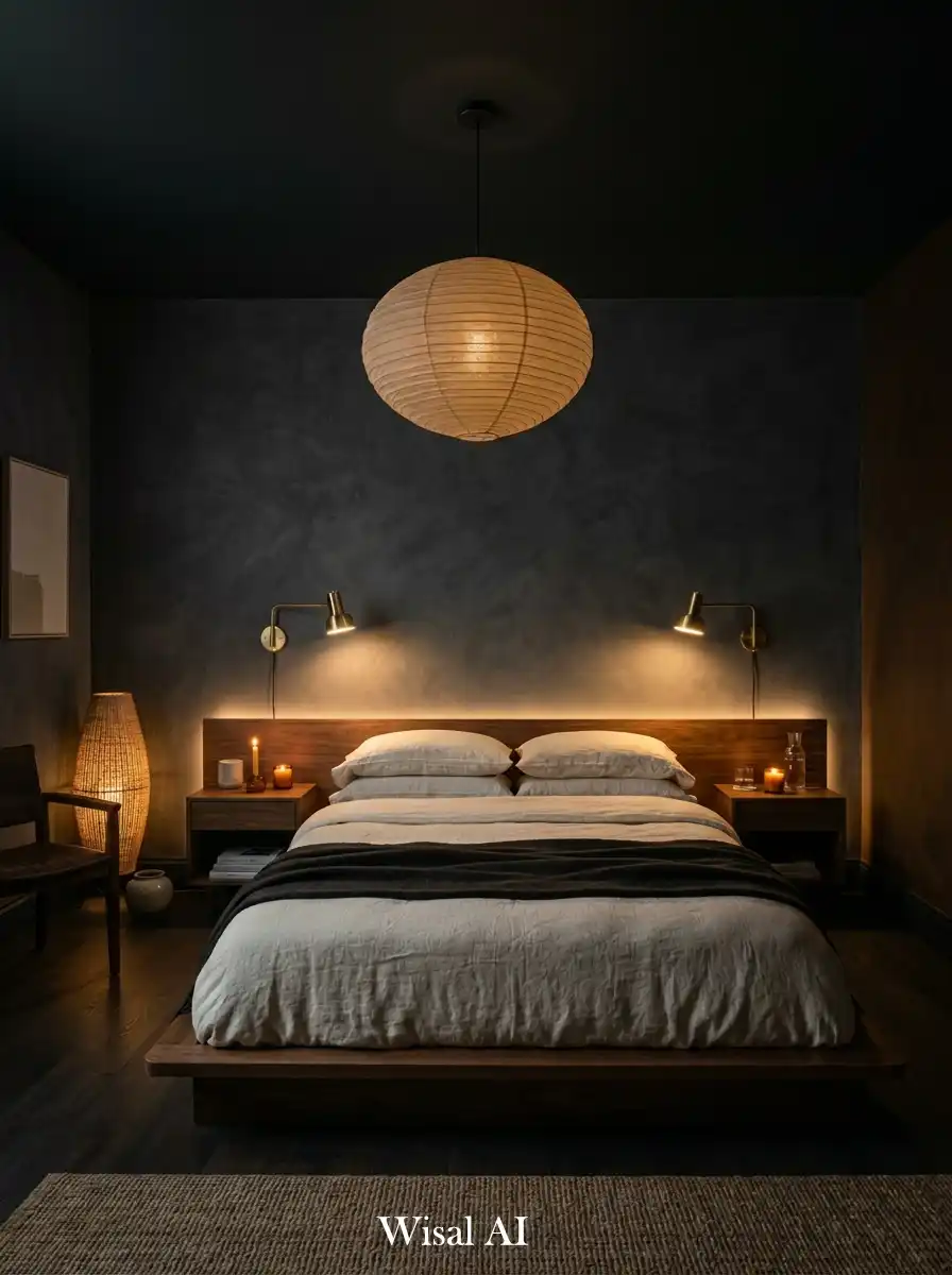 16.Japandi Style Bedroom Lighting